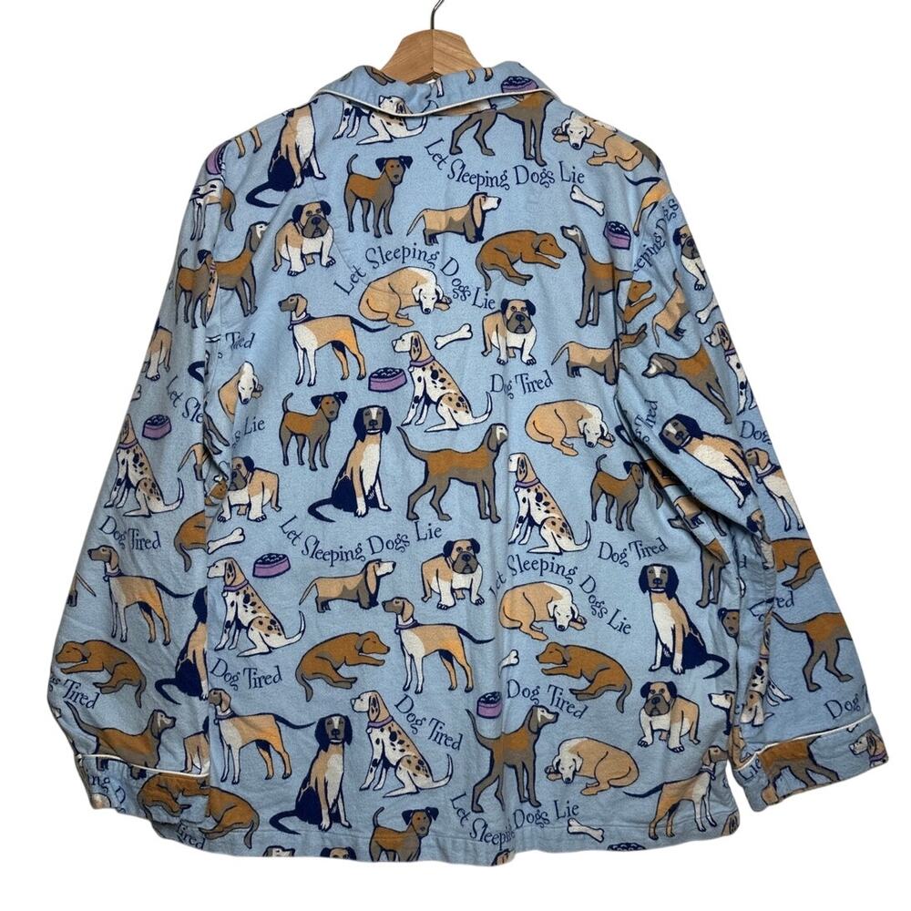 Pajamagram Pajamas 2-Piece Set Dog Tired Print Sz L Flannel Button-Front Sz L - Picture 8 of 15
